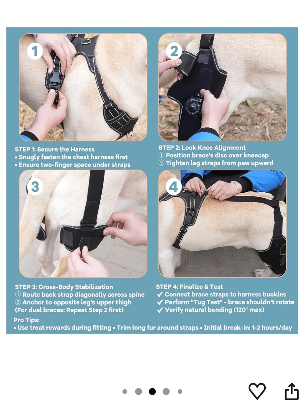 NWT Furwell Dog Knee Brace Adjustable Support ACL & CCL Tear Recovery, Post-Su